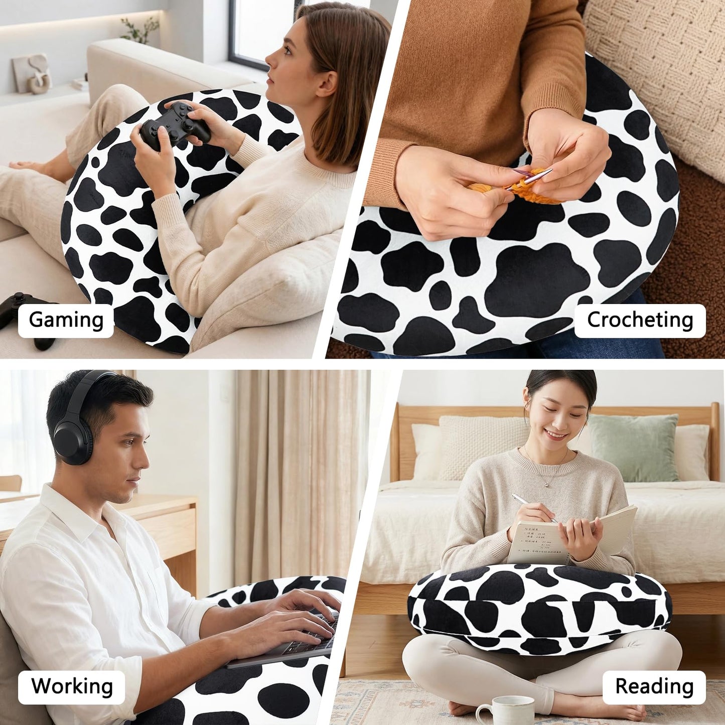 Crafting Pillow for Crocheting, Crochet Pillow for Lap Support, 12 Fun Print Styles, Ergonomic Arm Support, For Bed, Floor, Chair Comfort, Pain Relief and Fatigue for Gaming and Woking (Spots)