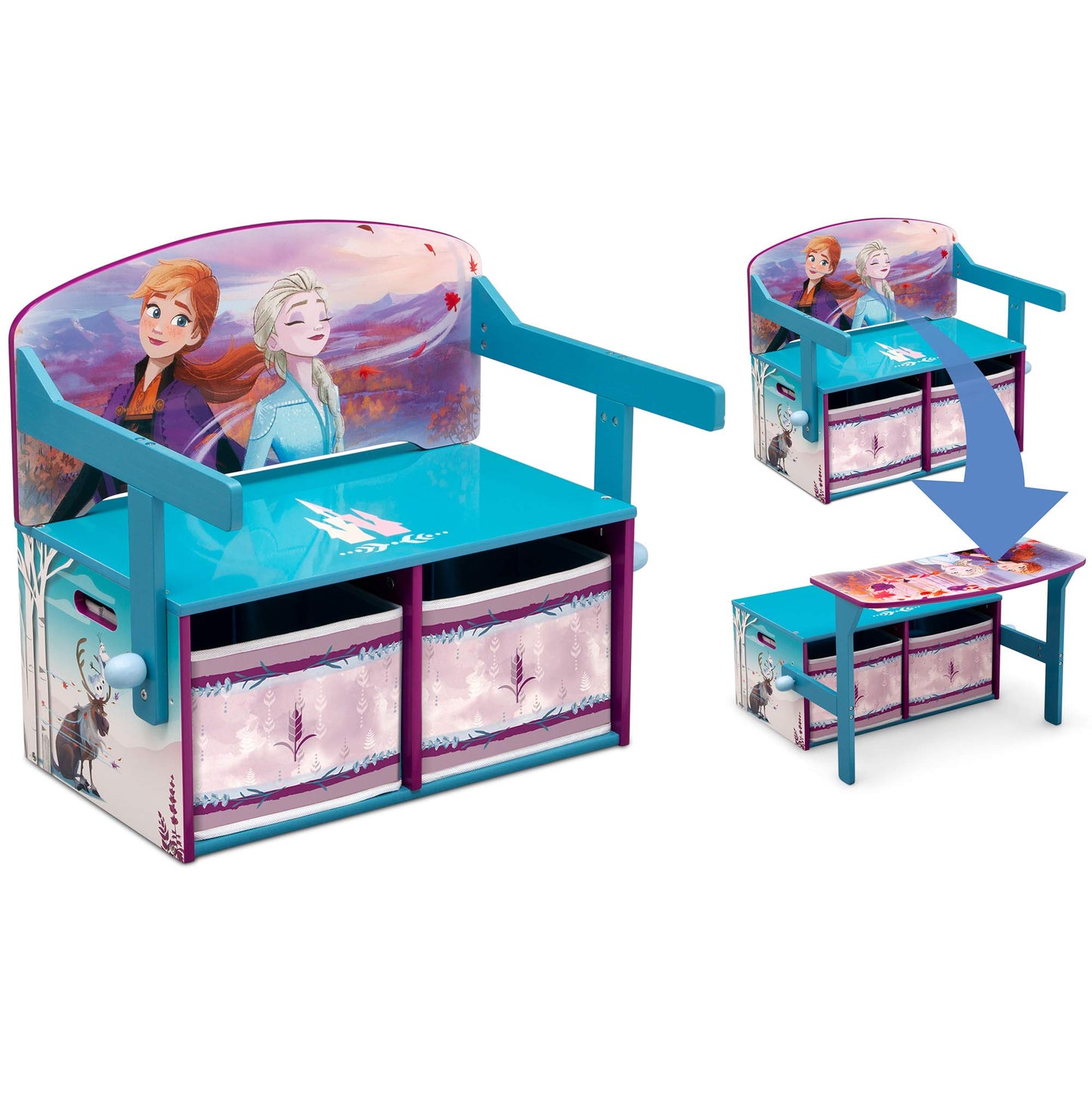 Delta Children Kids Convertible Activity Bench - Greenguard Gold Certified, Frozen II & Deluxe Toy and Book Organizer, Disney Frozen II