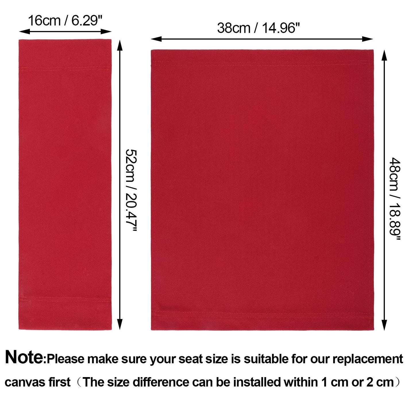 Boao 2 Sets Directors Chair Canvas Replacement, Makeup Chair Seat and Back Replacement Cotton Canvas Stool Protector for Home Director Medium Size (Red)