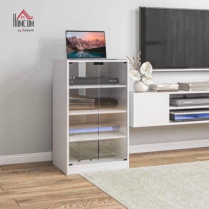 HOMCOM Media Cabinet, 4-Tier Stereo Cabinet