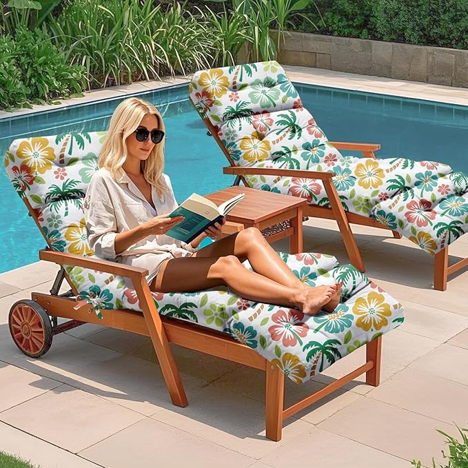 2 Pack Outdoor Chaise Lounge Chair Cushion 75.1 x 22.8 x 4.7 Inches 100%
