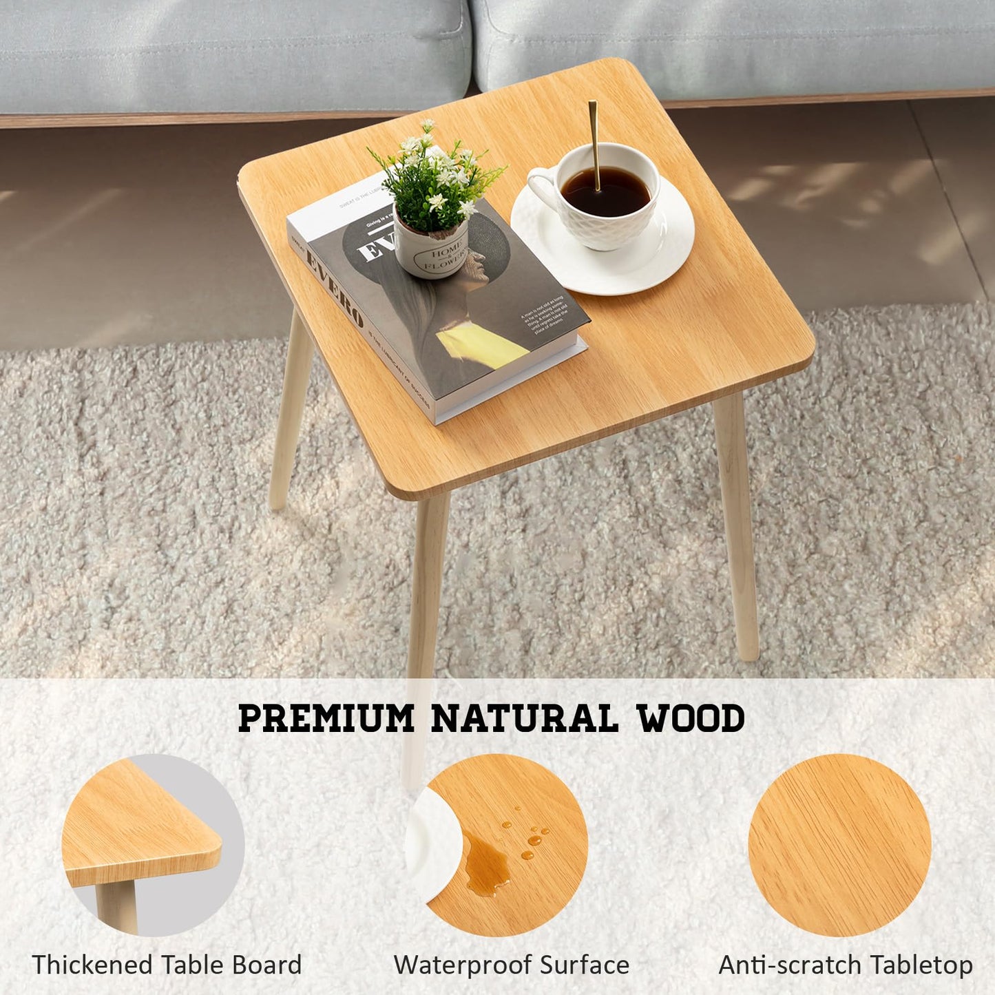 FORAOFUR End Tables Living Room Set of 2, Side Tables for Small Spaces, Modern Side Table Accent Tables with Wooden Legs for Living Room, Bedroom, Easy Assembly