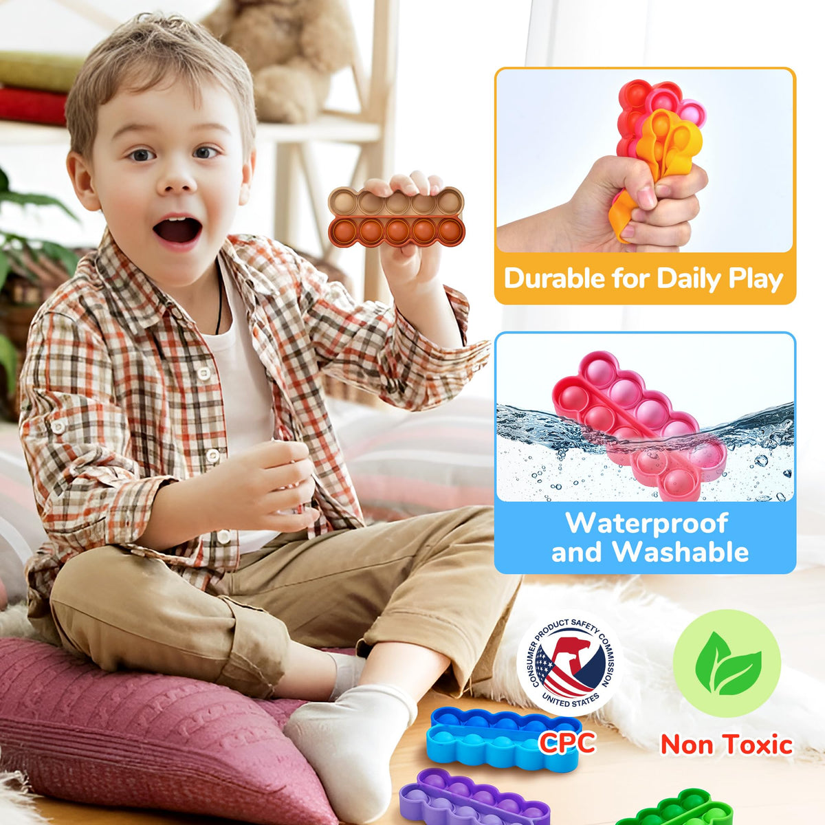 JoyCat 24 Pack Pop Fidget Party Favors for Kids, Bulk Sensory Toys for Classroom Prizes, Goodie Bag Stuffers, Treasure Box Toys, Travel Toys and Stocking Stuffers