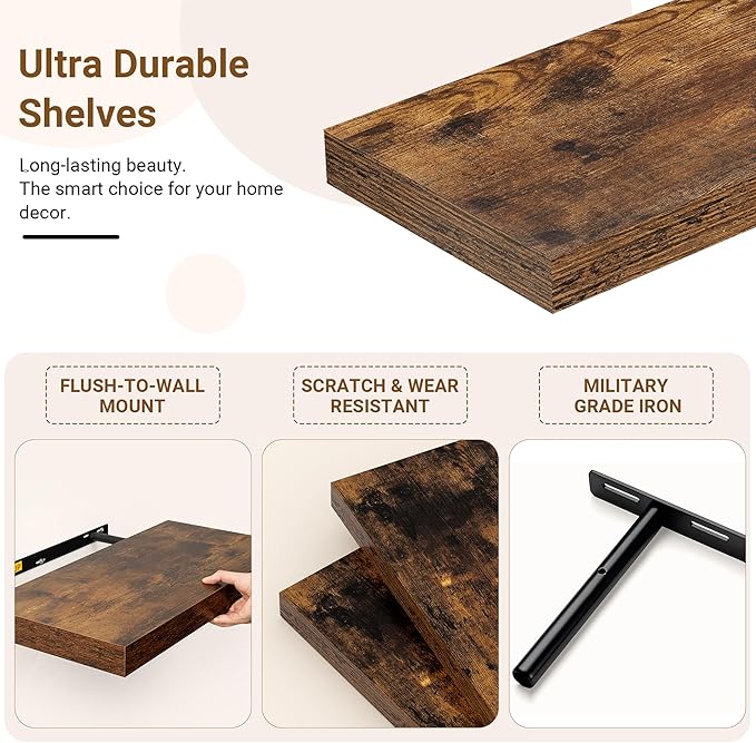 48 Inch Floating Shelves, 12 Inch Deep Floating Shelves