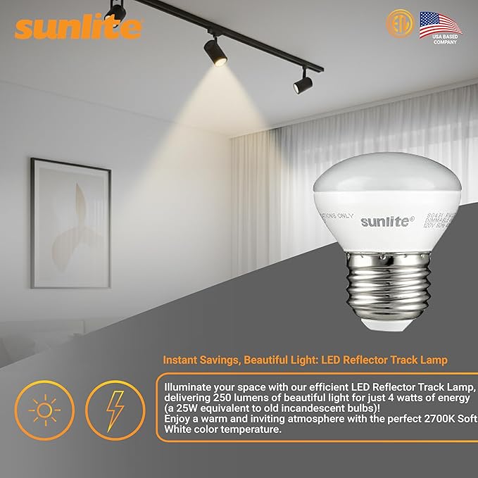 Sunlite LED R14 Mini Flood Light Bulbs, 4 Watts, 250 Lumens, Medium Base