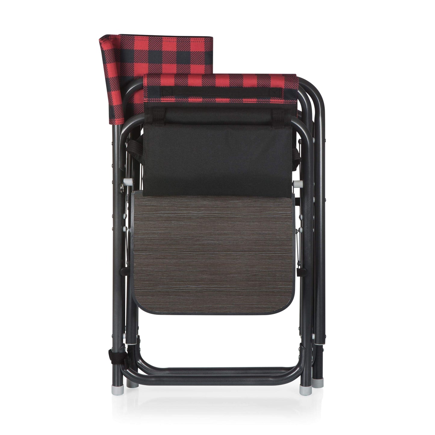 PICNIC TIME Outdoor Directors Chair with Side Table, 300 lb Capacity Folding Outdoor Beach Chair for Adults with Foldaway Backpack Straps, Armrest Caddy, and Umbrella Loop (Buffalo Plaid Pattern)