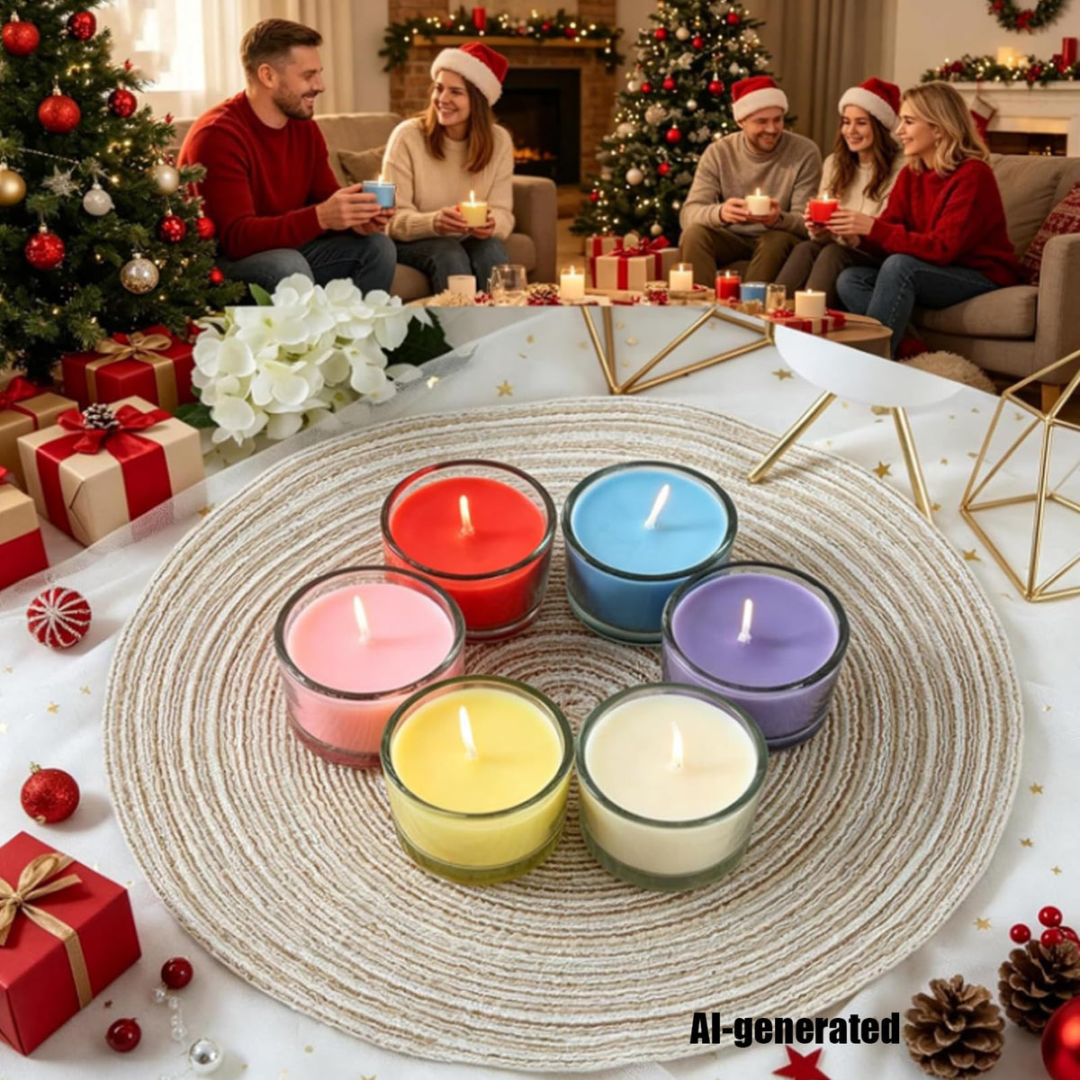 7–8 Hour Long-Burning Scented Tea Lights (6-Pack) — Assorted Scented Candles in Glass Cups | Smokeless & Aromatic — Ideal for Home, Weddings, Parties, and Gifting (Purple)