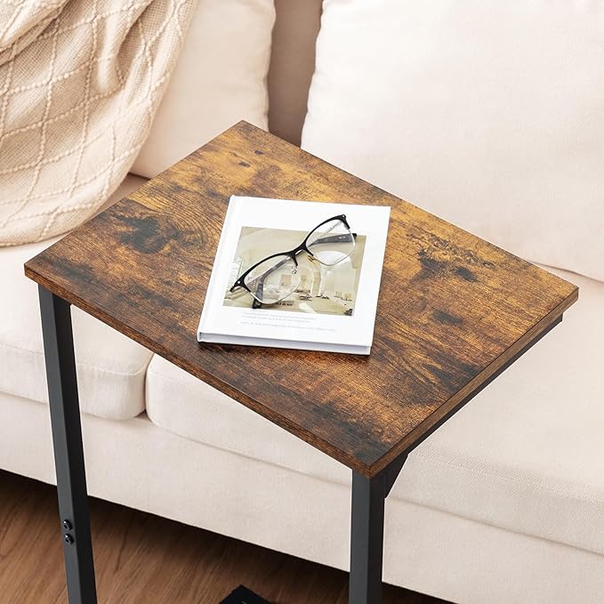 AMHANCIBLE C Shaped End Tables Set of 2, Couch Side Tables that Slide Under Sofa