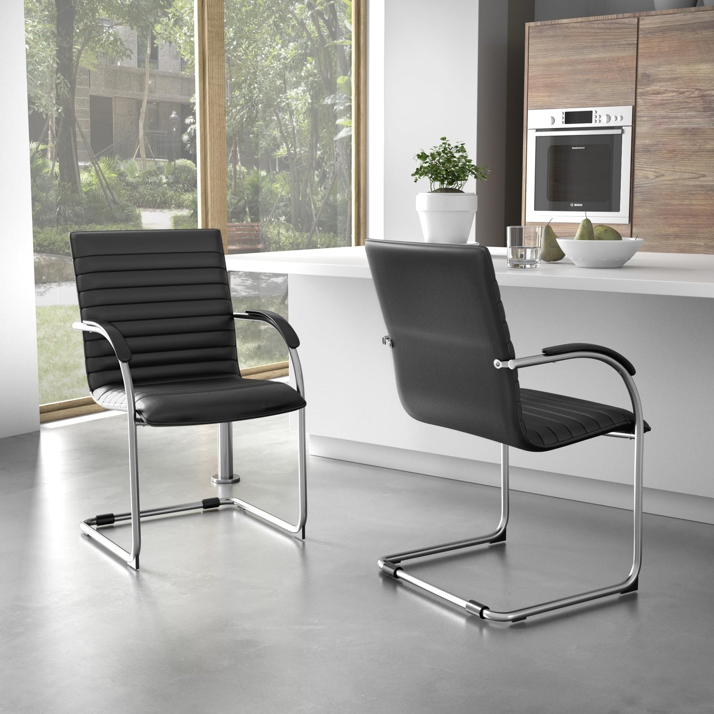 Boss Office Products Vinyl Side Chair (Set of 2), Black