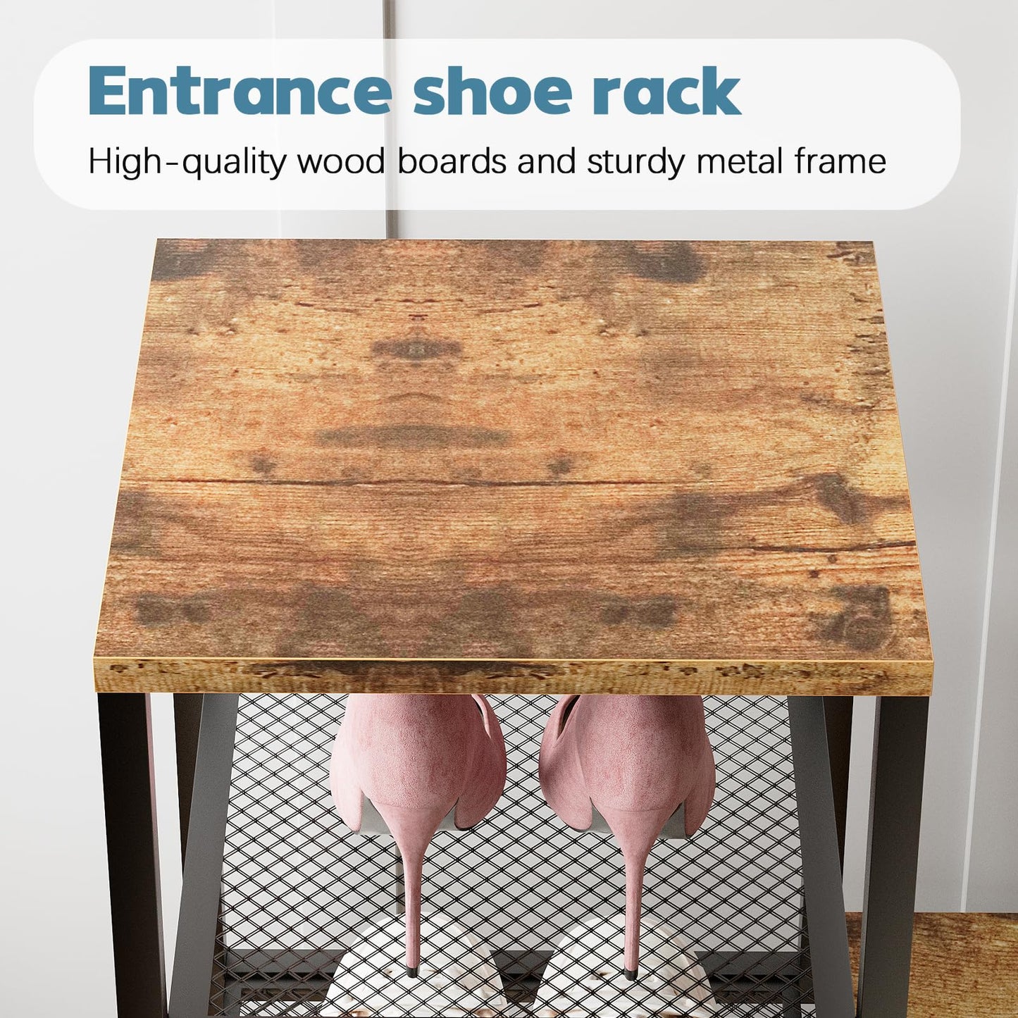 Katrawu Shoe Rack Bench for Entryway,Free Standing Shoe Storage Organizer for Front Door Entrance,4-Tier Boot Rack Holder Shelf for Closet with Seat,Sturdy Shoe Shelves for High Heels(Brown)