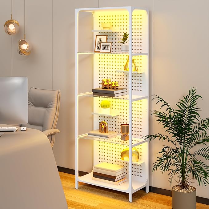 kepptory Display Case with LED Lights, Display Cabinet with Glass Storage