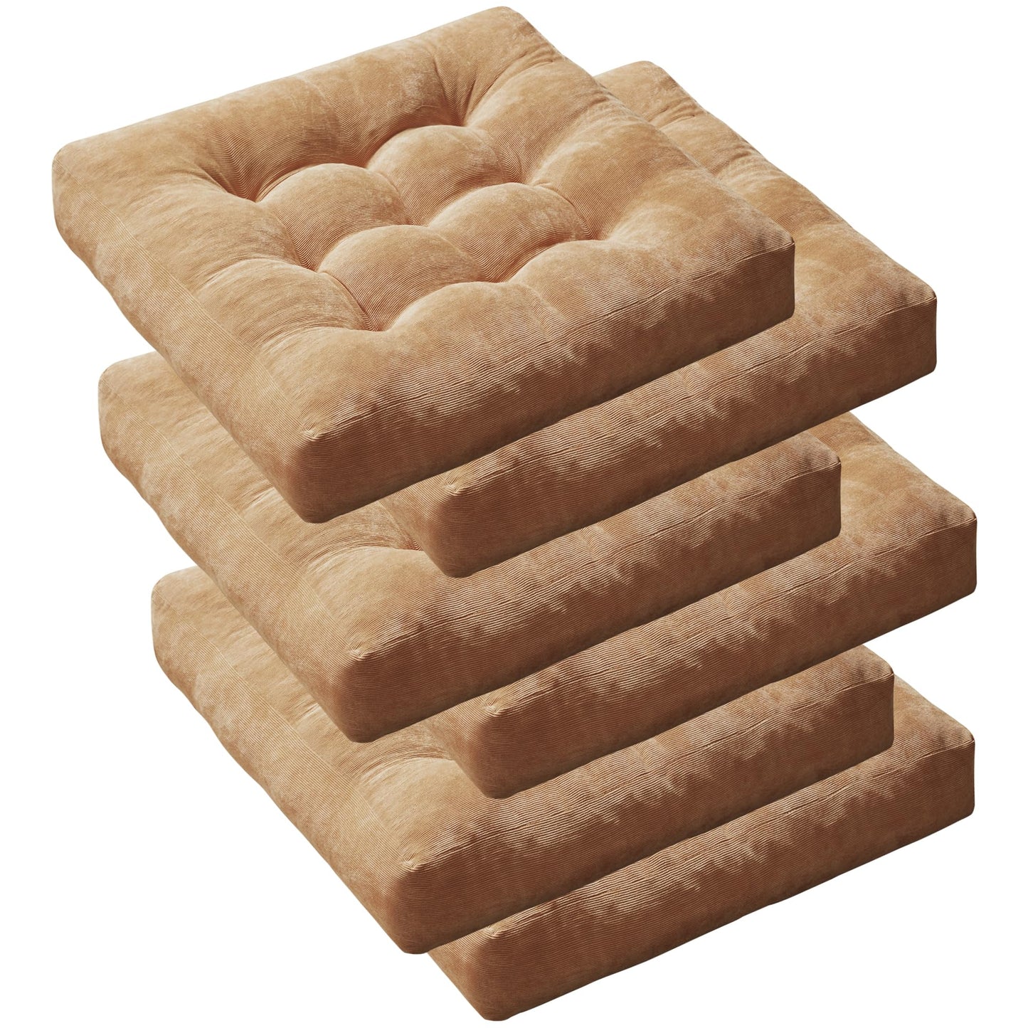 Degrees of Comfort Floor Cushion 6 Pack for Meditation, Home Office & Studio – Corduroy Soft Seating Set, 22 Inch, High-Density Foam, Square Shape, Coffee