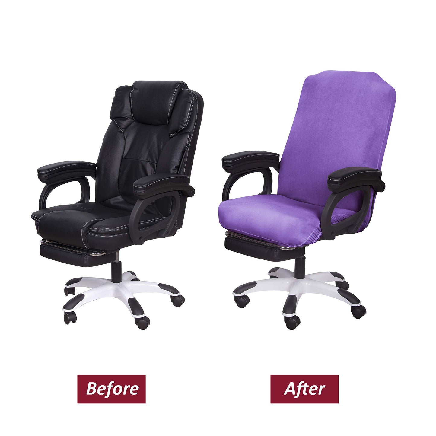 SARAFLORA Office Chair Cover- Large, Light Purple- Removable Computer Chair Covers for with Zipper for Universal Rotating Chair Desk Chairs Cover High Chair Seat Washable Protector for Pet