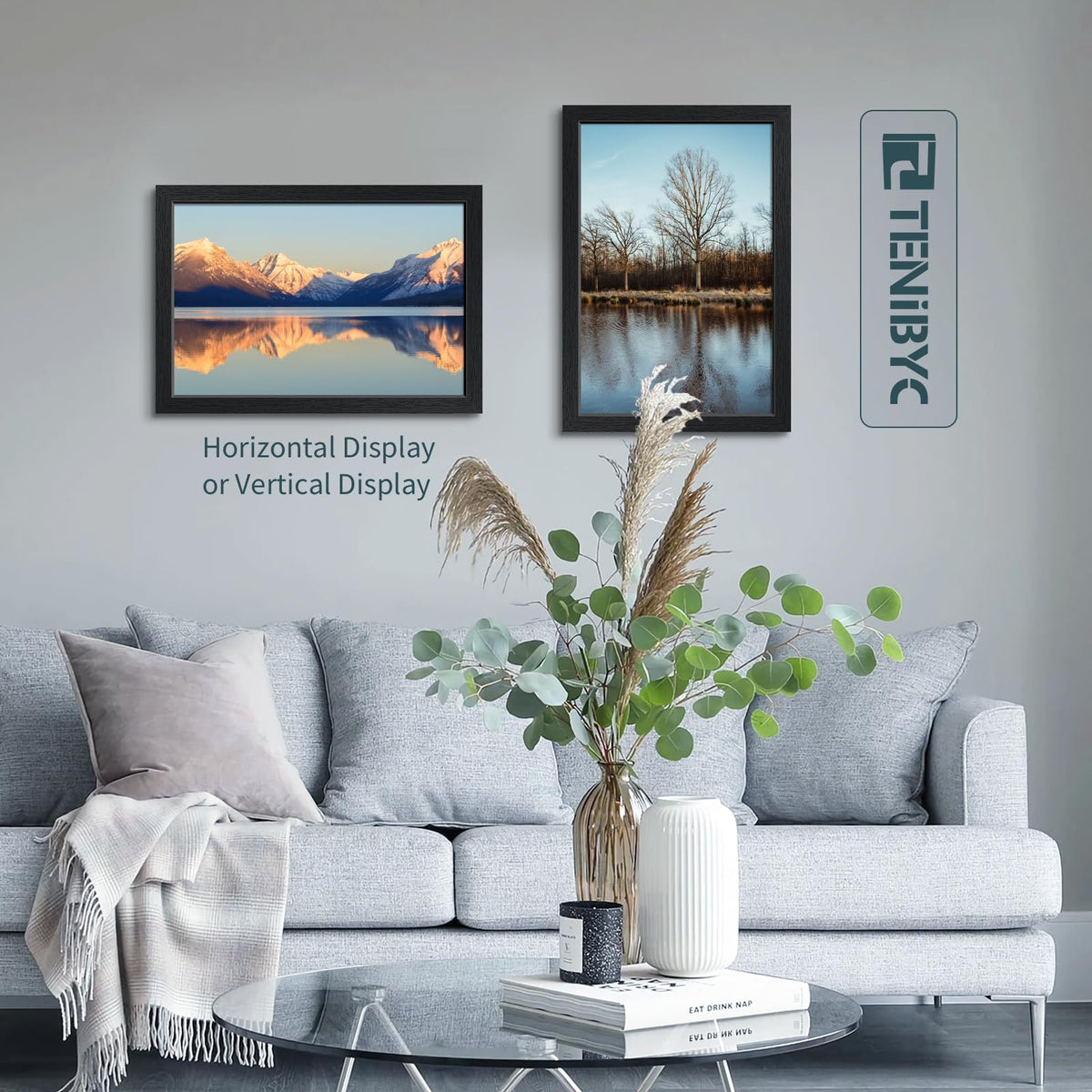 TENIBYC 12x18 Frame Set - 3 Pack, Textured Black Wooden Poster Frame with HD Tempered Glass, Room, Office, Gallery, Studio, and Hallway Decor - Wall Hanging