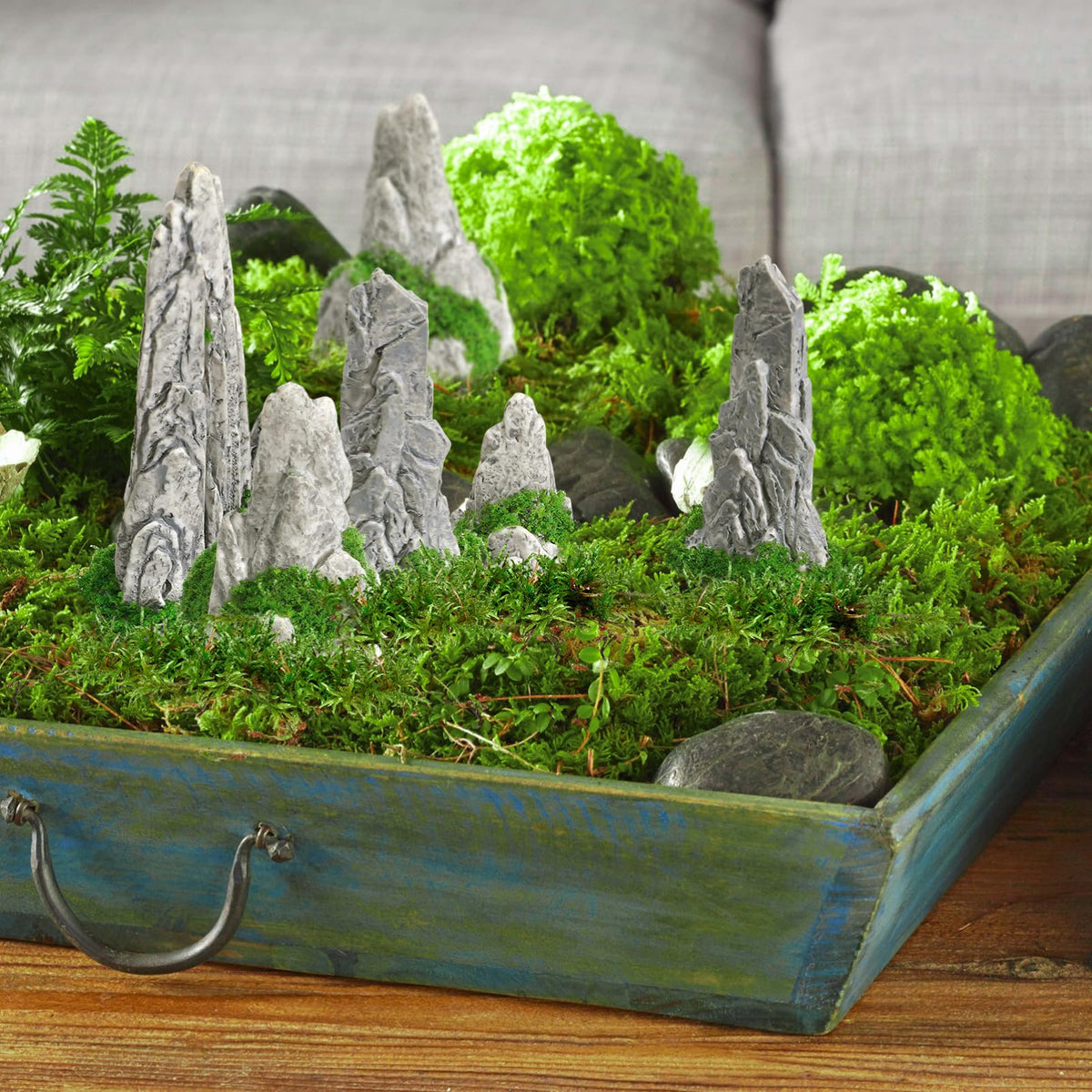 8Pcs Mini Rockery Zen Garden Accessories, Miniature Mountain Terrarium Decor for Bonsai Tree, Realistic Resin Rocks Figurines for Fairy Garden, DIY Plant Pot