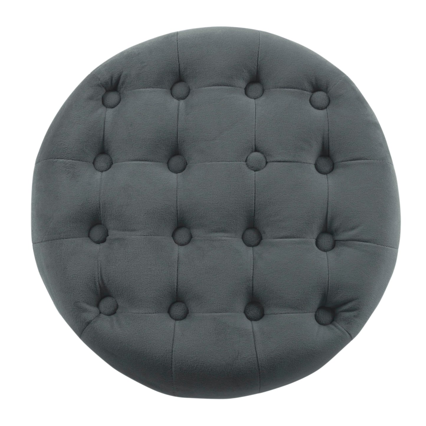 Homepop Home Decor | Upholstered Round Velvet Tufted Foot Rest Ottoman | Ottoman with Storage for Living Room & Bedroom | Decorative Home Furniture, Dark Gray Small