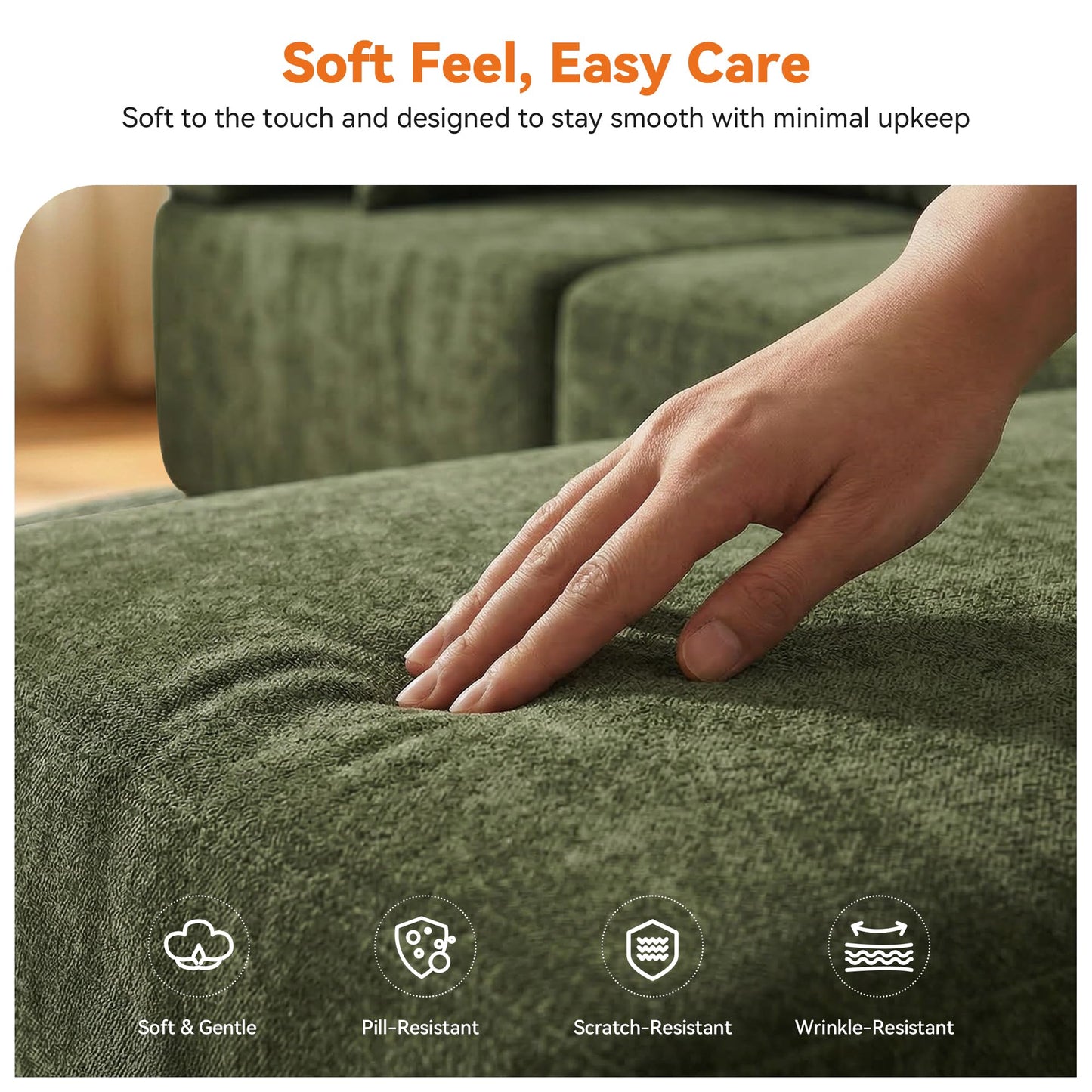 MONVANE 3-Piece Boneless Loveseat Couch Set for Living Room, Oversized Modular Sectional Sofa Set with Removable Armrests, Comfy Chenille Cloud Couch with 12 Pillows, No Assembly Required, Green