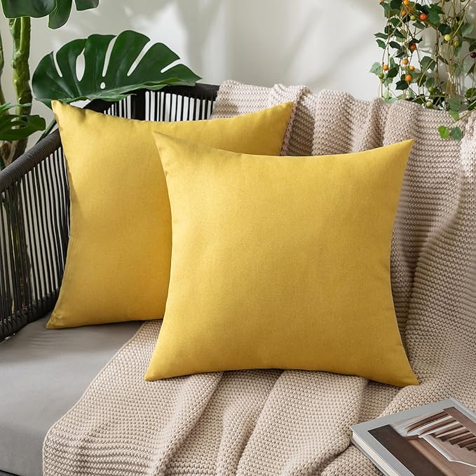 MIULEE Pack of 2 Decorative Outdoor Solid Waterproof Throw Pillow Covers Faux