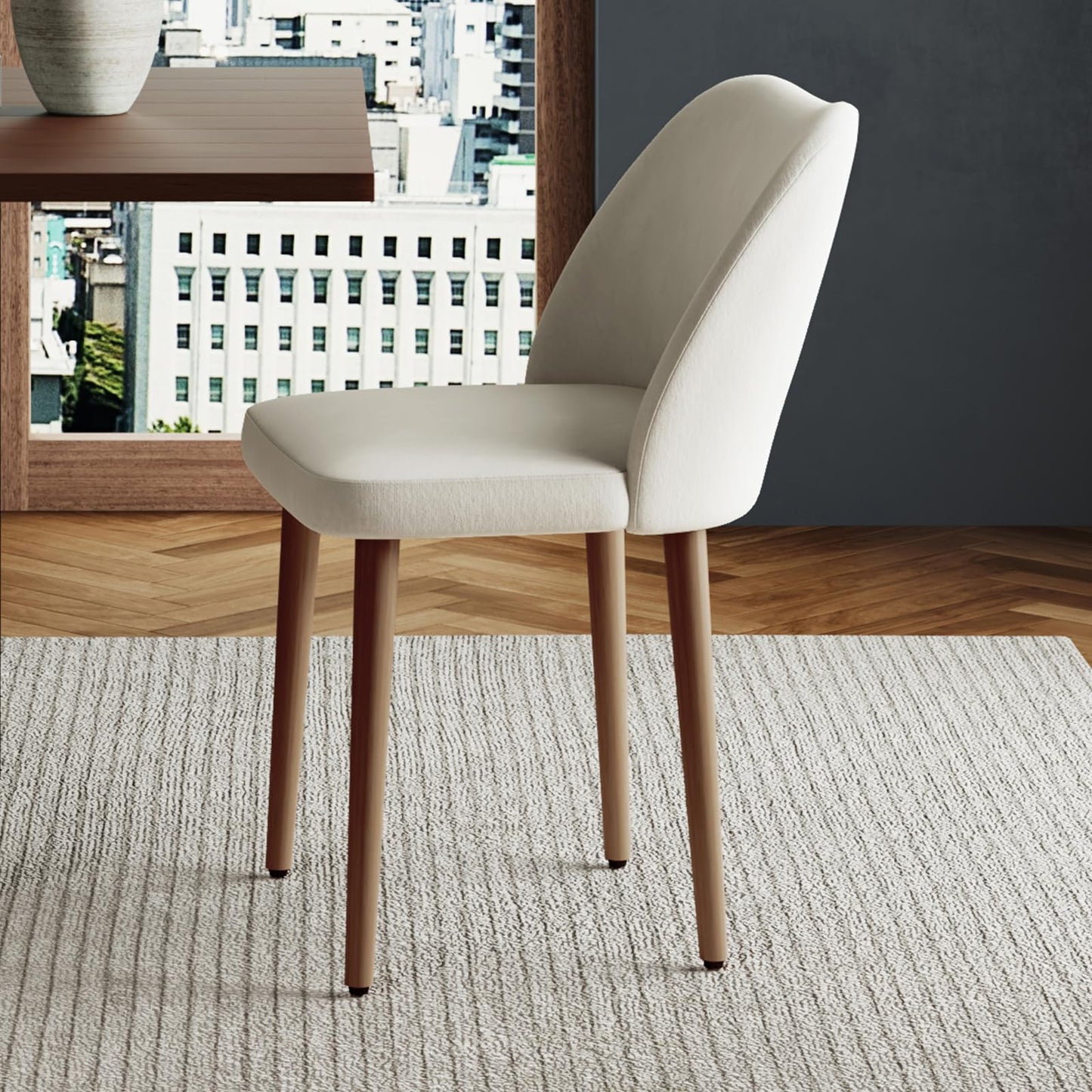MINPINSER Dining Chairs Set of 2, Comfortable Dining Room Chairs, Modern Kitchen Chairs with Thick Cushions, Leveling Feet and Side Wing Support, Solid Wood Legs, Armless Dining Side Chairs
