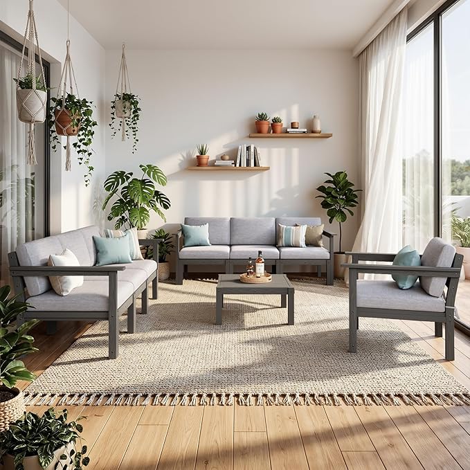 Stoog Patio Furniture Set, 6-Piece All-Weather Outdoor Sectional Sofa Set