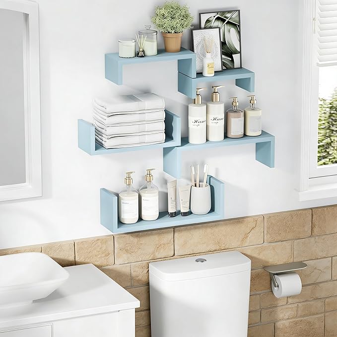 SRIWATANA Floating Shelves for Wall, Wall Shelves for Bathroom, Living Room