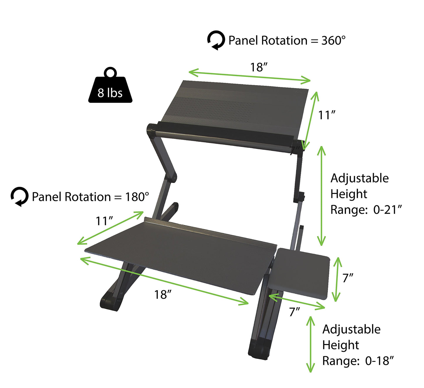 WorkEZ Adjustable Standing Desk Converter w/2 Fans & 3 USB Ports, Sit to Stand Desk Riser Monitor Standing Computer Desk, Height & Angle Negative Tilt