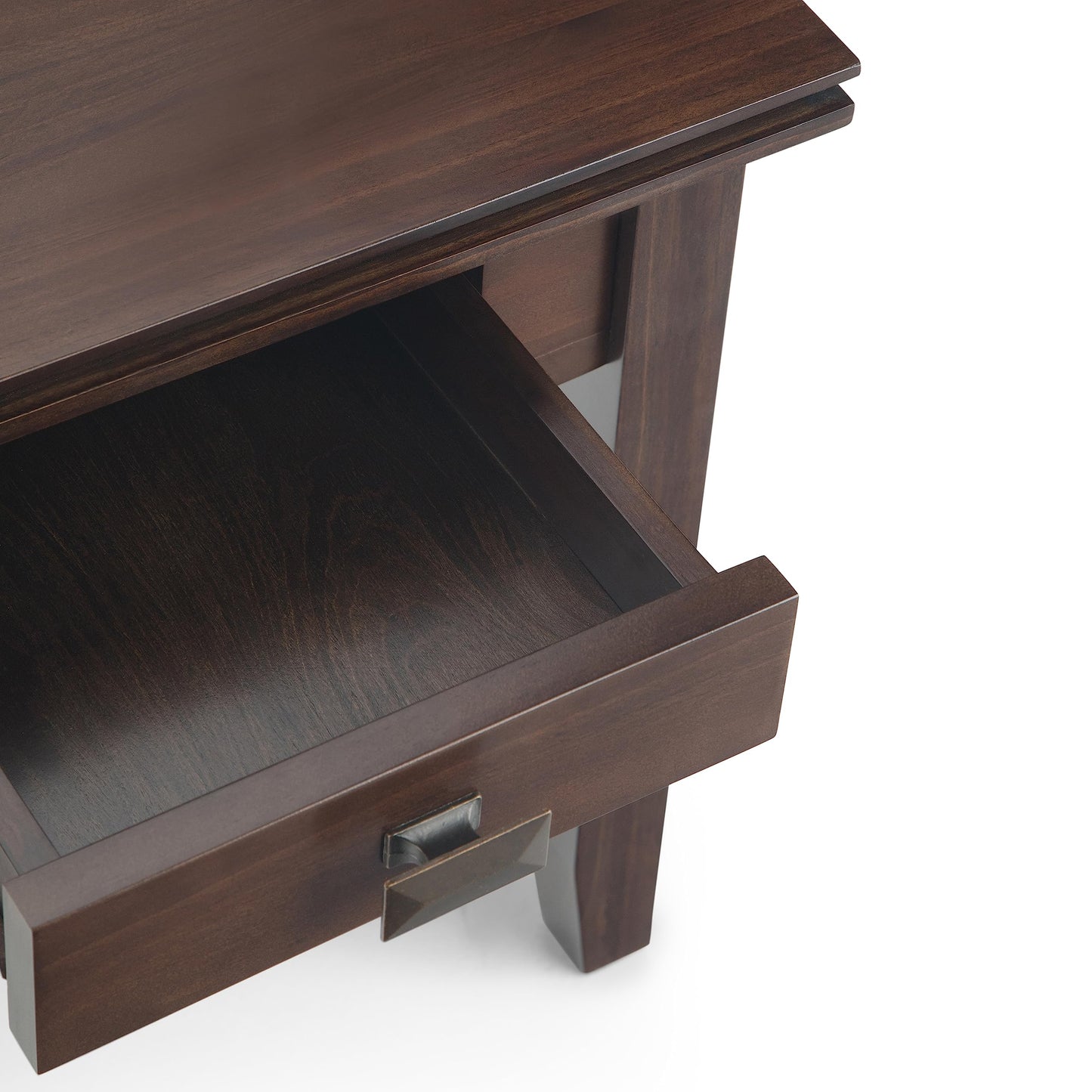 SIMPLIHOME Artisan End Table - 21 inch Wide Solid Wood Square Side Table with Drawer in Tobacco Brown, Transitional Nightstand or Lamp Stand for Living Room, Bedroom, or Entryway with Tapered Legs