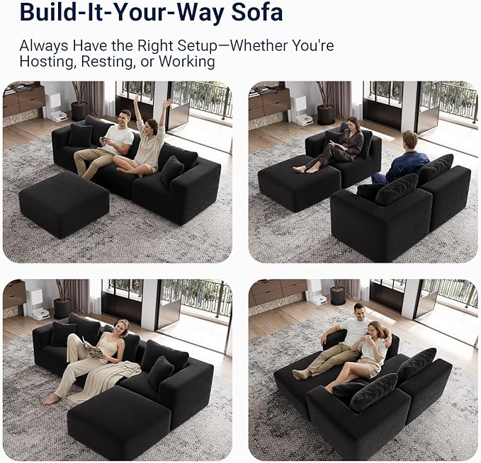Avenco 35.4” Left-Arm Facing Modular Sofa Seat, Individually Wrapped Coil