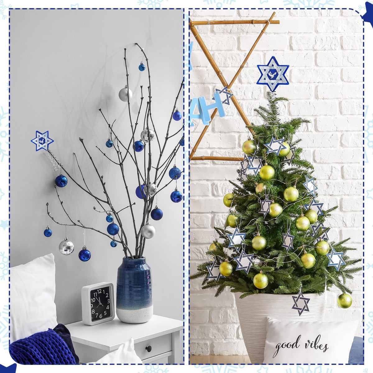Namalu Christmas Hanukkah Tree Topper 4 Inch Mini Star of David Tree Topper Small Hanukkah Ornament Decor for Chanukah Jewish Home Xmas Wine Bottle Wedding Bridal Shower Holiday Party Decoration