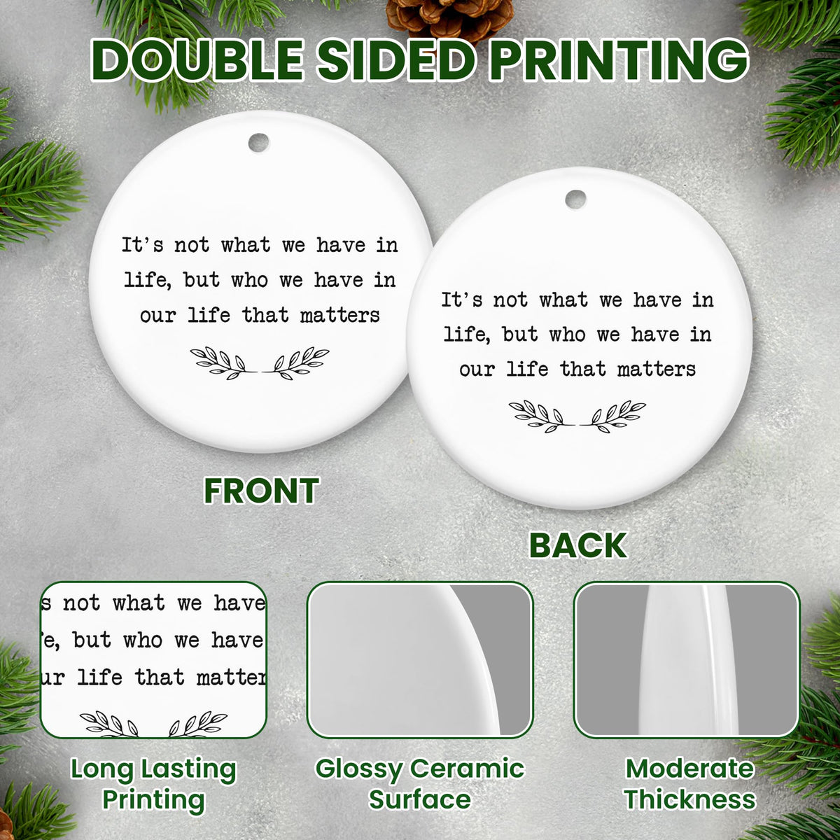 TEEZWONDER Christmas Ornaments Gifts for Women Men - Ceramic Ornaments 2025 for Xmas Tree Decorations - Christmas Birthday Stocking Stuffers Gifts for Mom Dad Sister Brother, Friend Gift Ideas