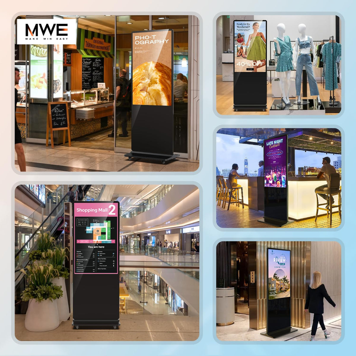 QIXZOCV MWE 54 Inch Indoor Digital Signage Touchscreen Kiosk Floor Standing Advertising Display LCD Totem Interactive Display Poster Android System with Auto Media Player