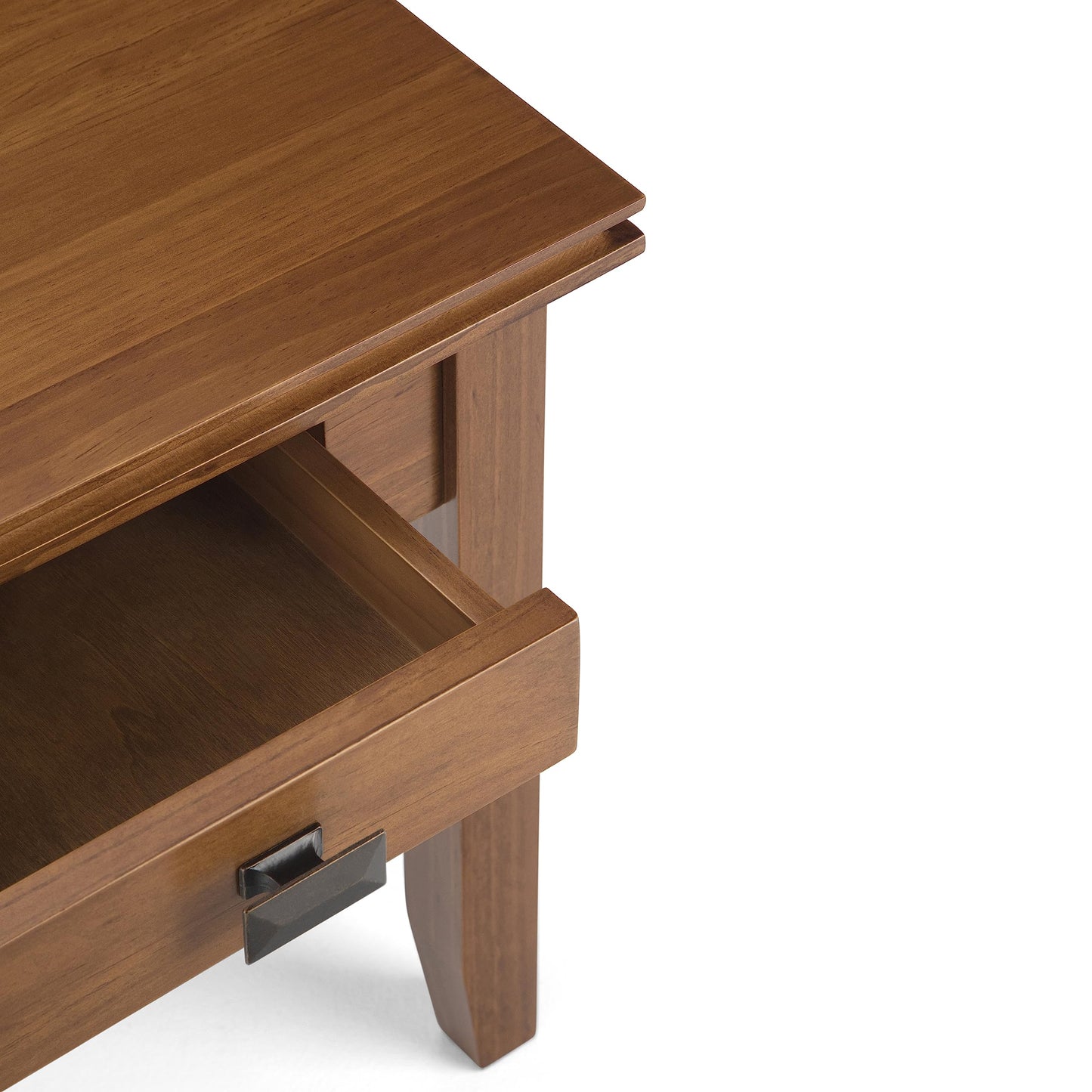 SIMPLIHOME Artisan End Table - 21 inch Wide Solid Wood Square Side Table with Drawer in Honey Brown, Transitional Nightstand or Lamp Stand for Living Room, Bedroom, or Entryway with Tapered Legs