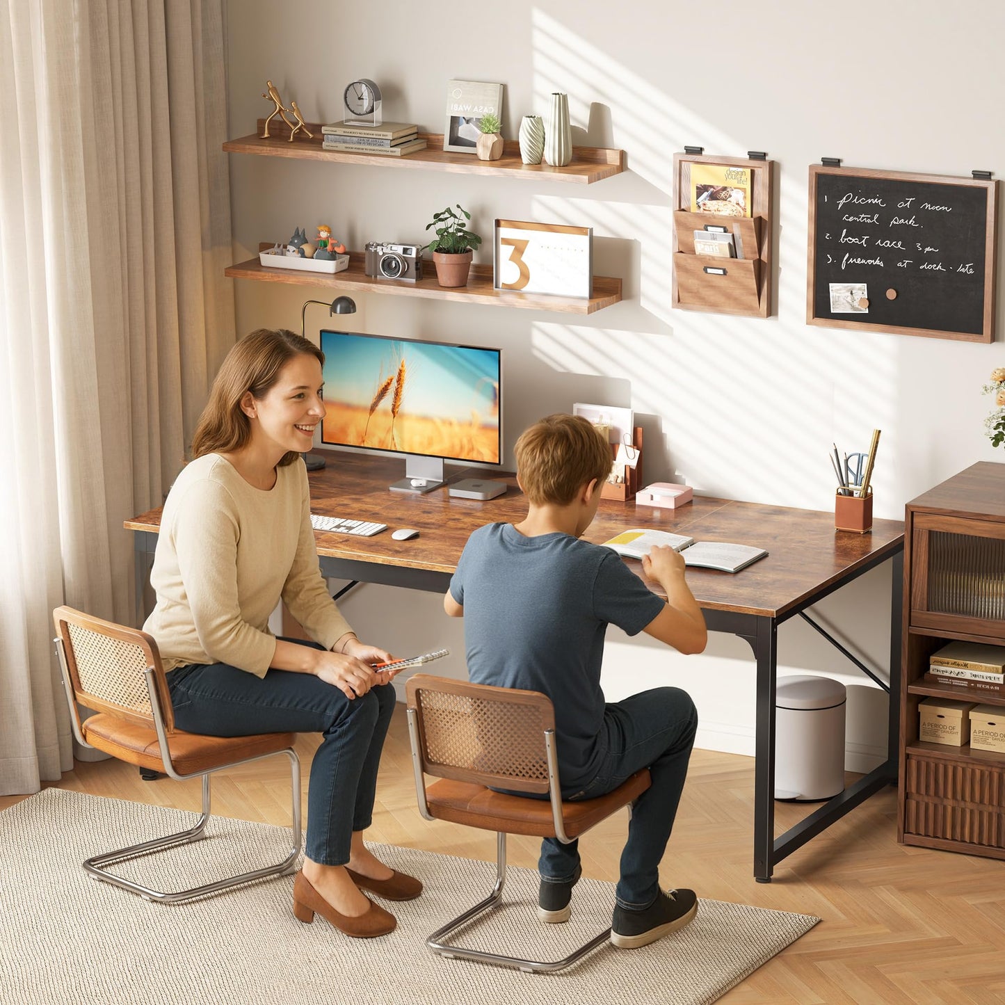 PRAISUN 63 X 29.5 Inch Computer Desk with Deeper Desktop, Gaming Office Writing Work Desk for Home Office, Study, Bedroom, Work from Home, Metal Frame, Rustic Brown