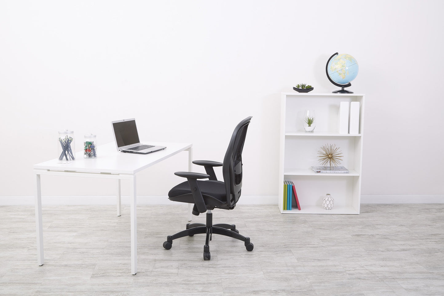Space Seating 23 Series Breathable Mesh Back Adjustable Manager's Office Chair with Padded Mesh Seat and Heavy Duty Gunmetal Finish Base, Black
