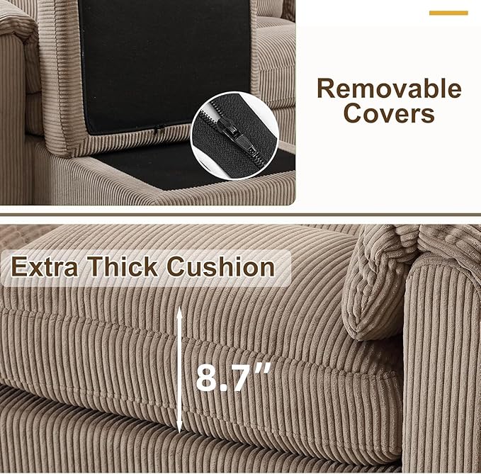HAOMARKETS Corduroy Sofa Set, Upholstered Armchair and Loveseat Sofa Set of 2