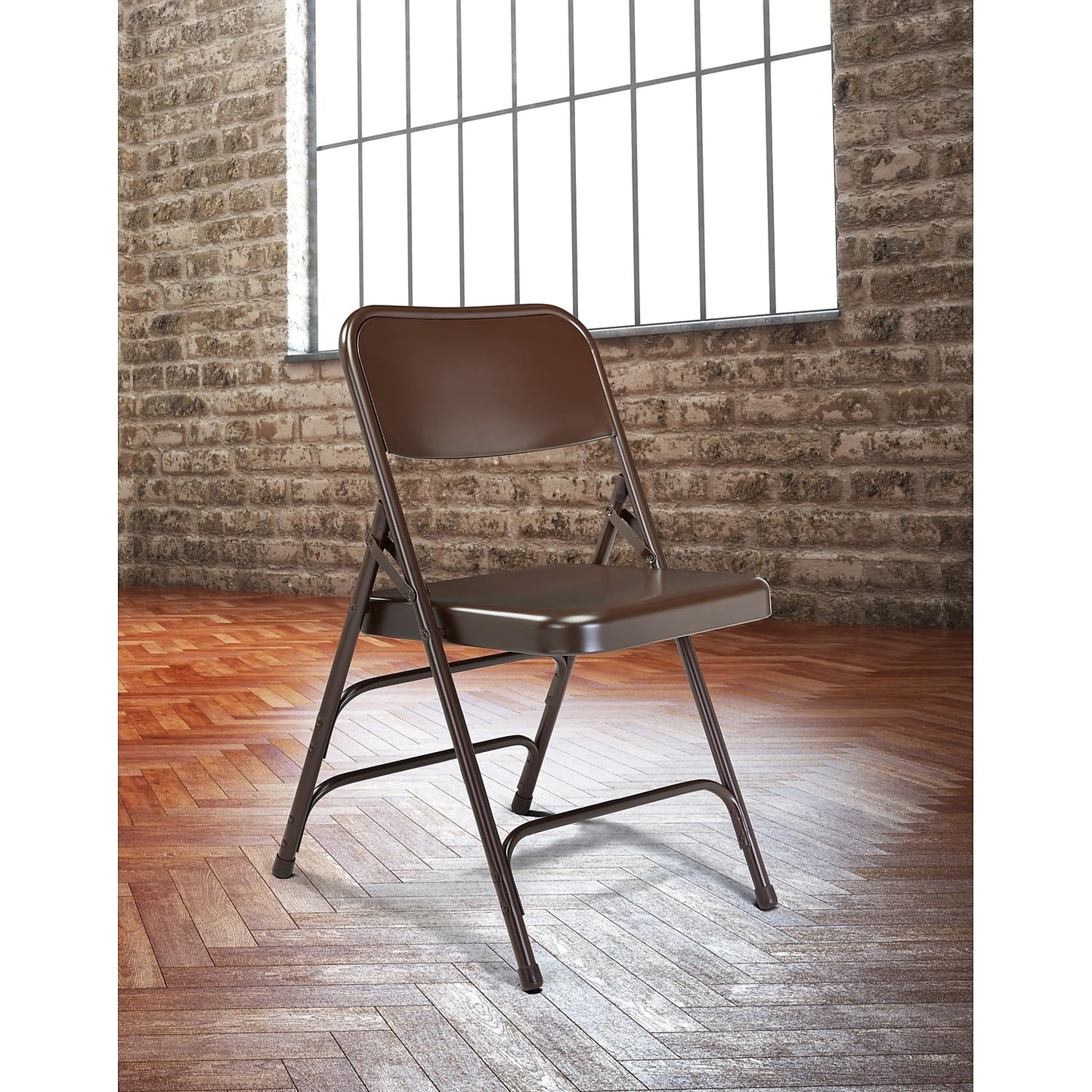 Steel Portable Folding Chairs by National Public Seating – 300 Series Premium Heavy-Duty Foldable Chairs for Indoor & Outdoor, Set of 4 – Comfortable, Durable, Institutional-Grade, Brown