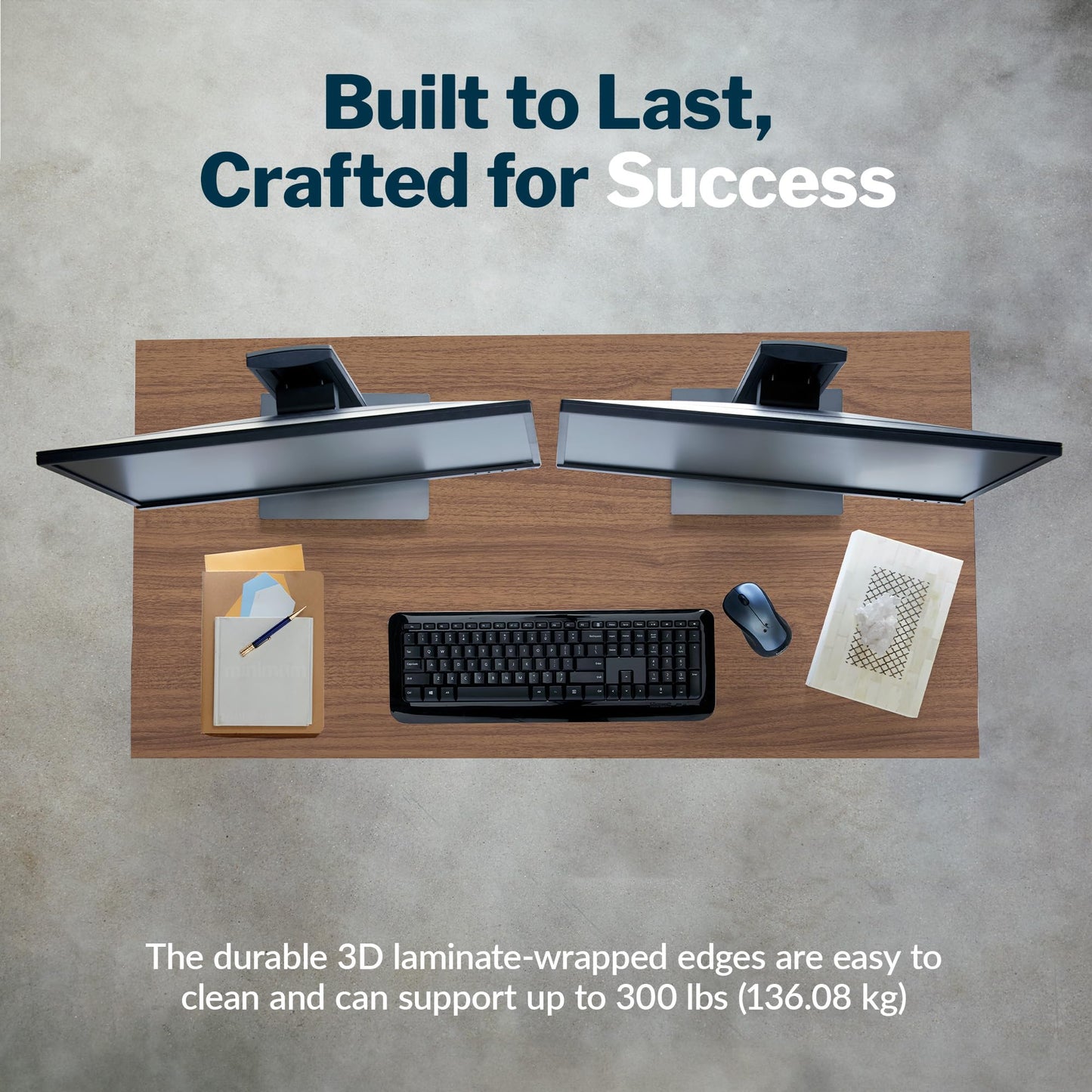 Vari Table 48x24 - Modern Computer Desk with Durable Laminate Finish and Slim Legs - Ideal for Gaming, Home, or Office - Stand-Alone Workstation or Corner Side Table - Walnut