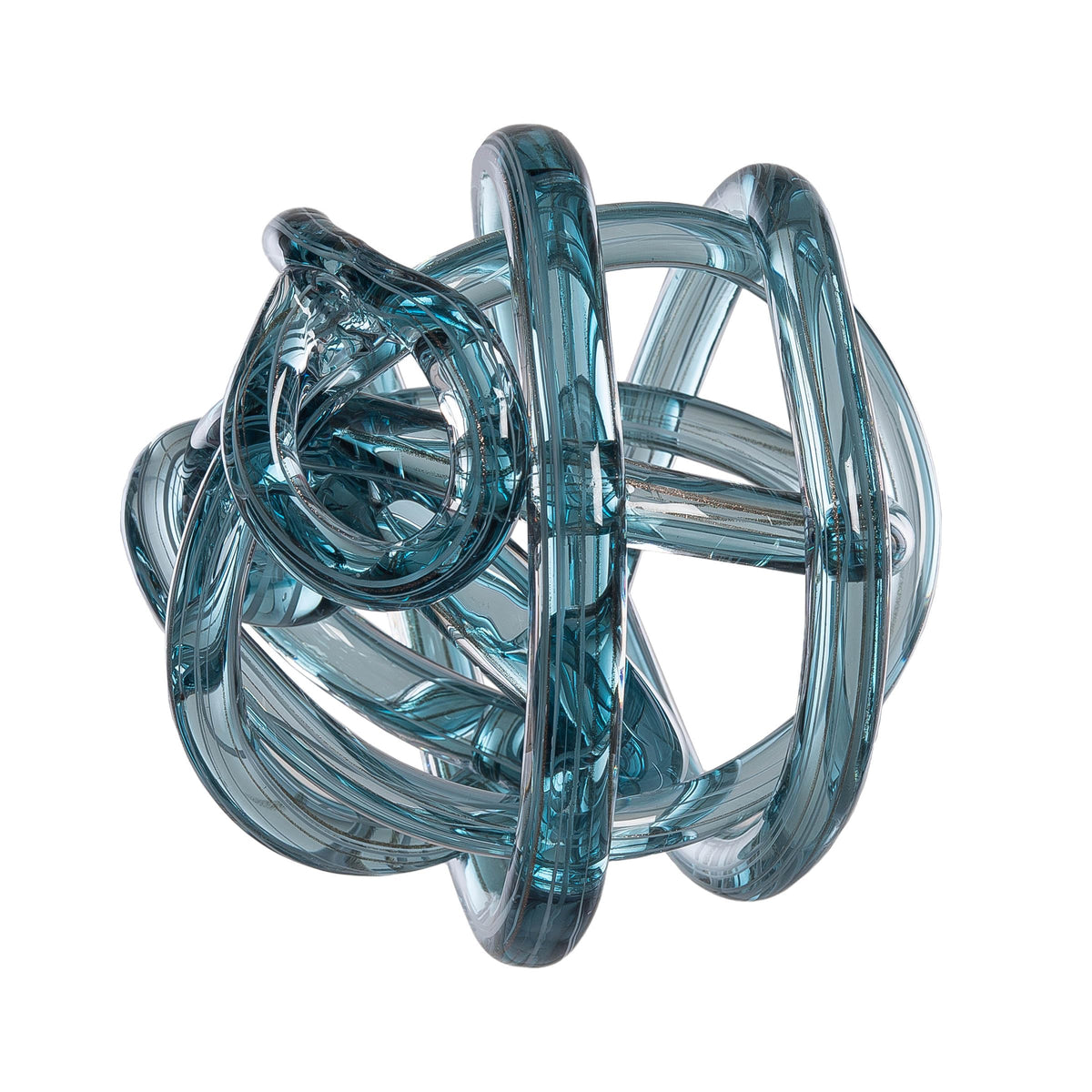 Beachcombers Large Aqua with Glitter Glass Knot Figurine, 7.9-Inch