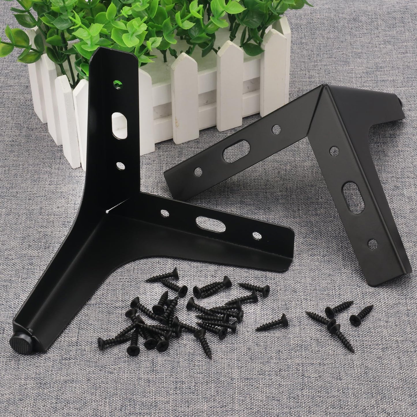 GENHAKON 8 PCS 7 Inch Furniture Legs, Black Metal Triangle Furniture Feet, Replacement Sofa Legs Suitable for Sofa, Coffee Table, Cabinet, Cupboard, Chair, End Table