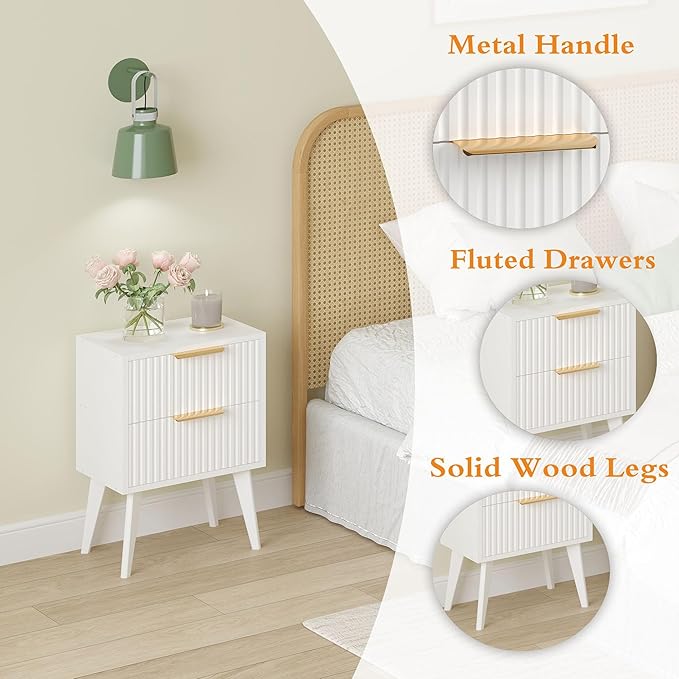 YAUKOMEL Fluted Nightstand