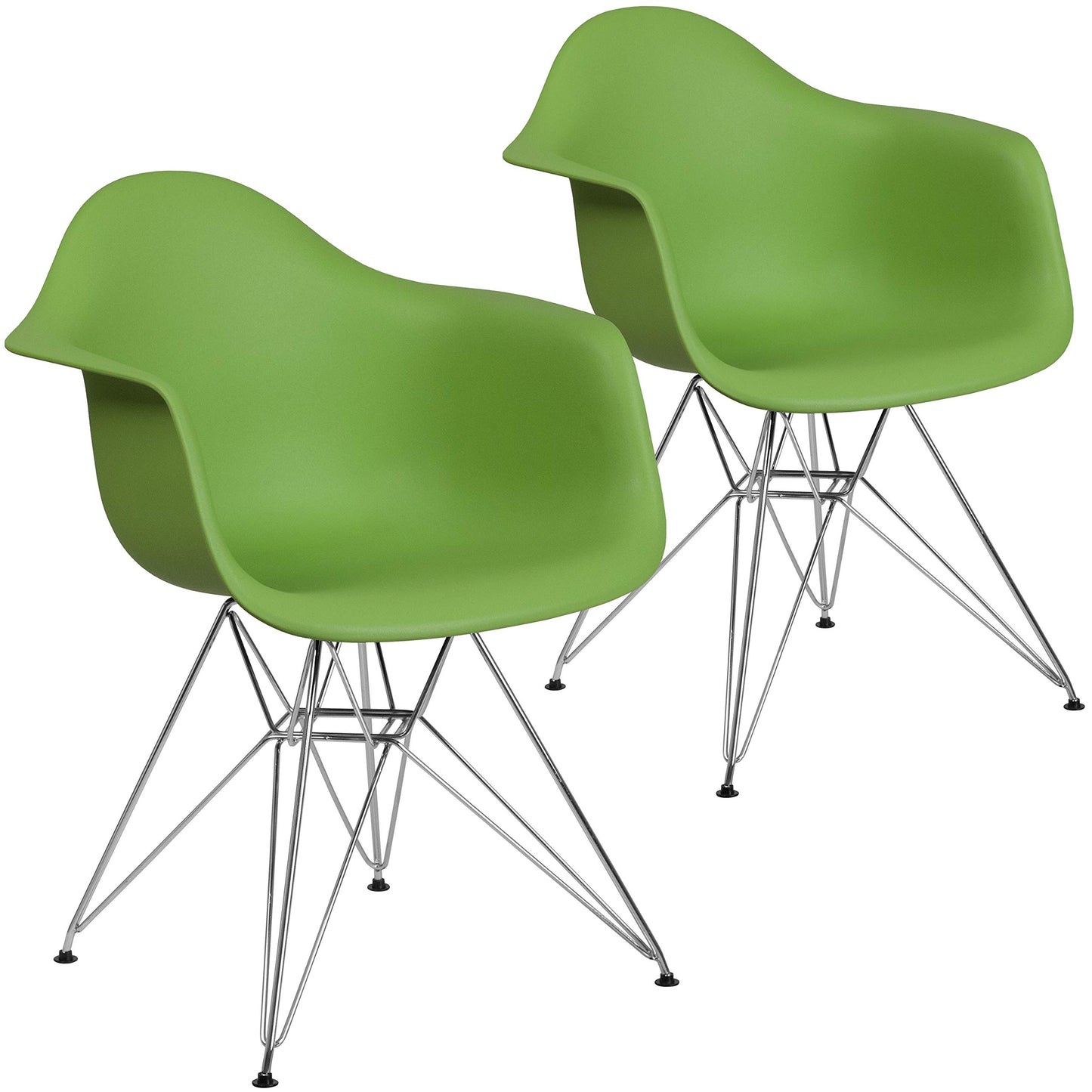 Flash Furniture 2 Pk. Alonza Series Green Plastic Chair with Chrome Base