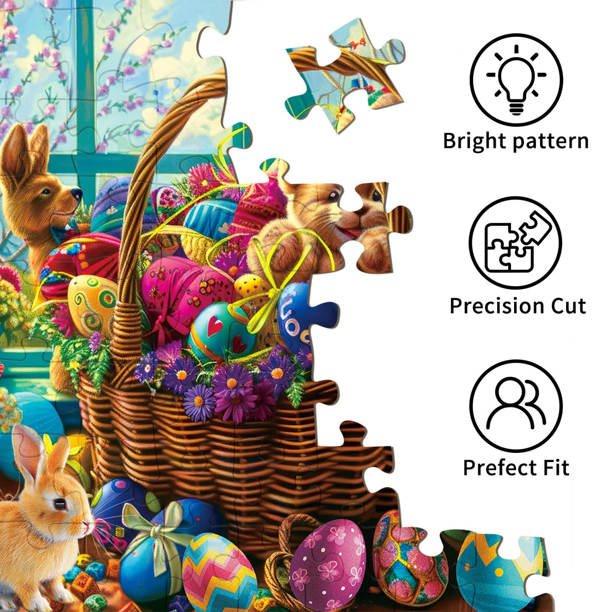 TangMosaic Puzzles for Adults 1000 Pieces, Jigsaw Puzzle for Adults, Fun Challenging Puzzle, A Basket of Easter Egg Wonders Puzzles Game, Interlock Perfectly No Dust, Gifts for Easter Earth Day