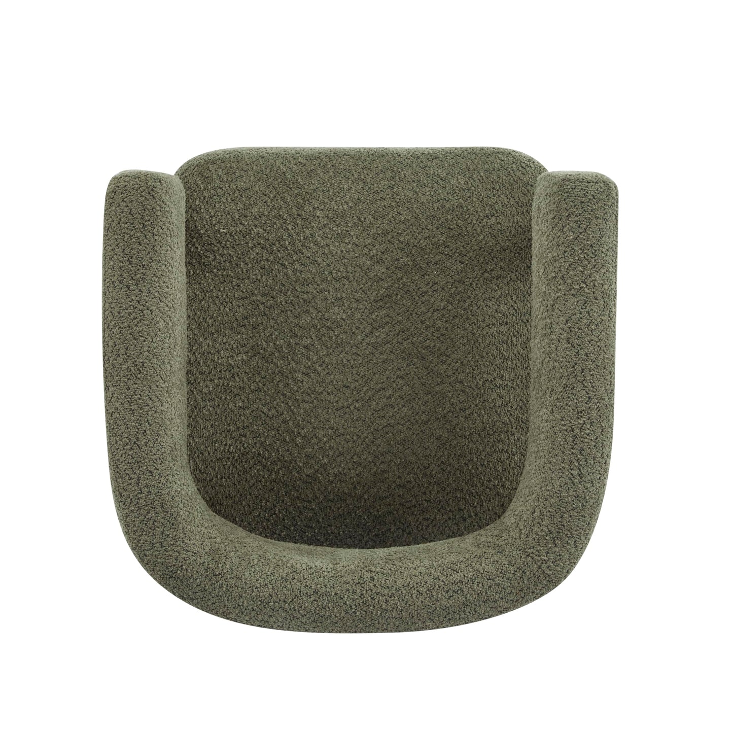 Merax Bouclé Upholstered Accent Arm Chair, Modern Lounge Armchair with Rubber Wood Legs and Foam Cushion, Comfortable Barrel Reading Chair for Living Room Bedroom, Olive Green/Walnut
