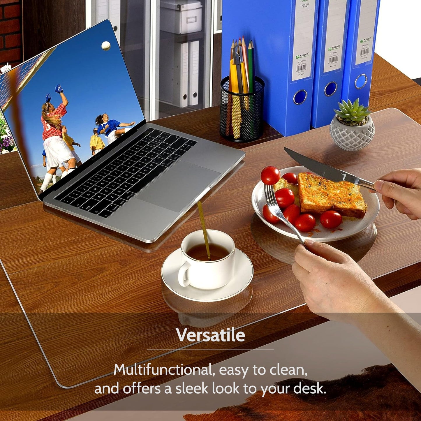 Awnour Clear Desk Mat on top of desks - 36 x 17 inches - Clear Transparent Plastic Desk Protector - Desk Writing Mat for Office and Home