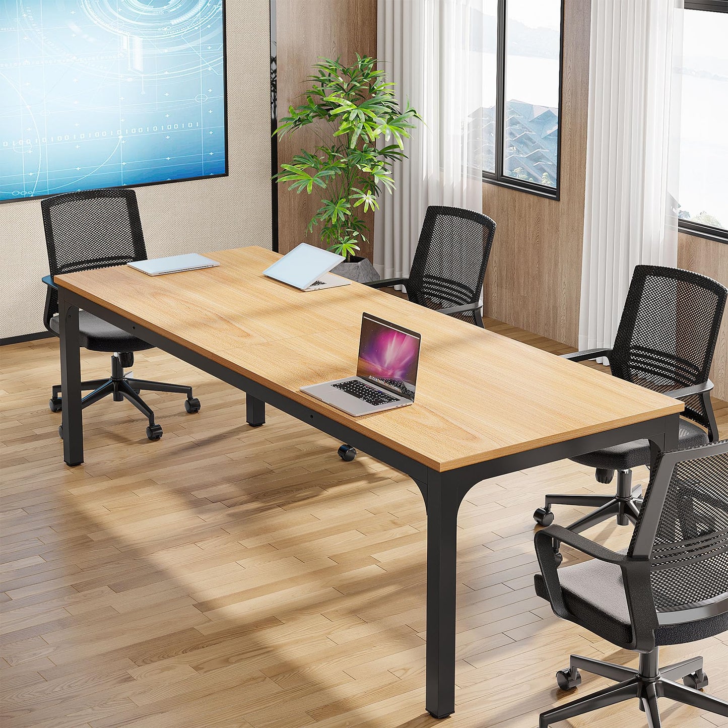 Tribesigns 6.5FT Conference Table, 78.7 Inche Rectangle Meeting Seminar Table, Large Business Tables for 6-8 People (Only Table)