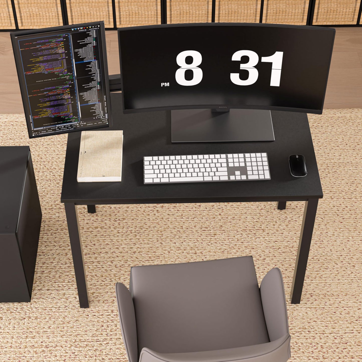 NewBeth Computer Desk for Small Space,Modern Simple Laptop Desk,Computer Table Study Writing Desk for Home Office,Dining Room,Living Room (Black, 39.37 * 23.62 * 29.52in)