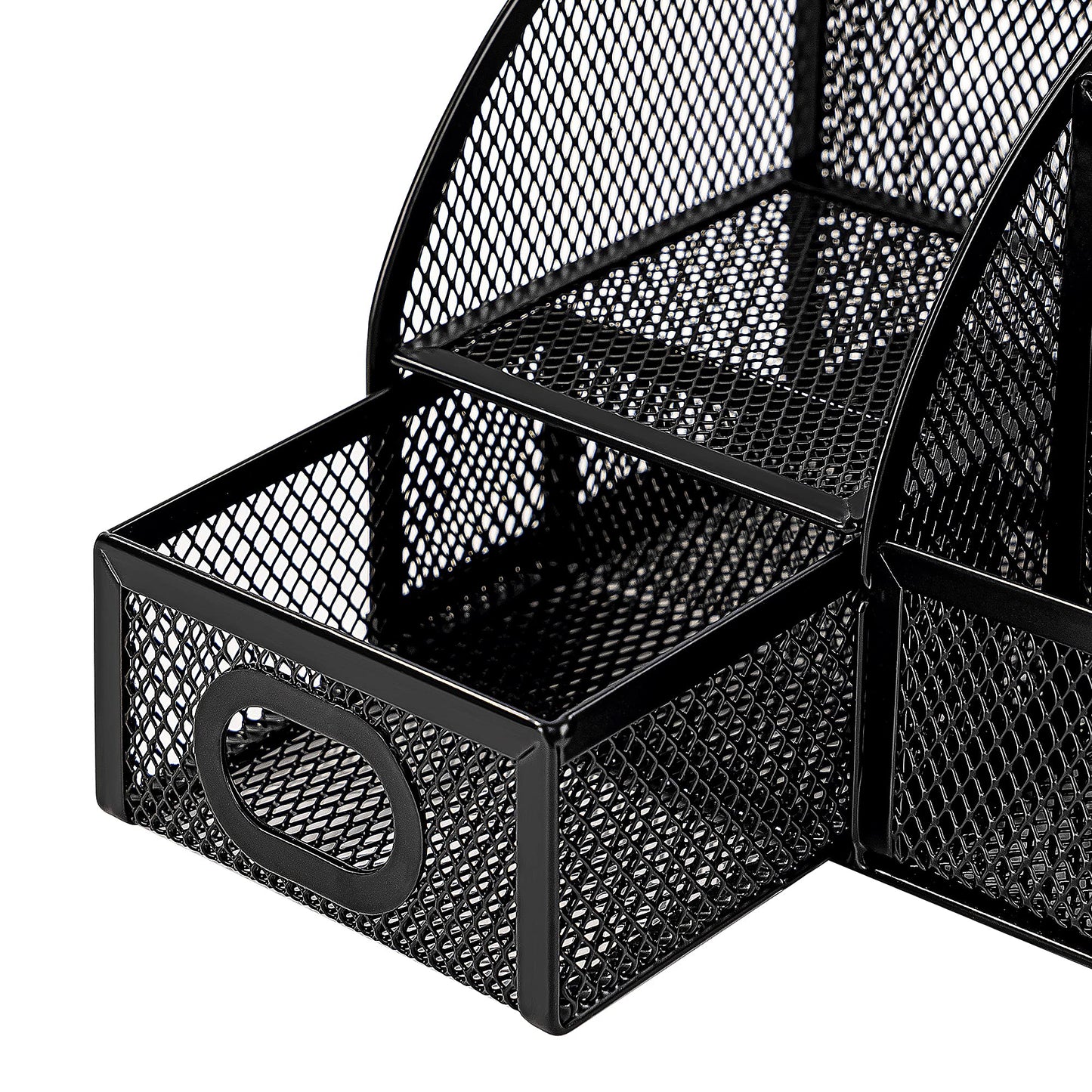 Amazon Basics Mesh Pen Holder and Desktop Desk Organizer, Office Caddy Storage for Writing Utensils, 9.1 x 5.9 x 5.5 inches, Black