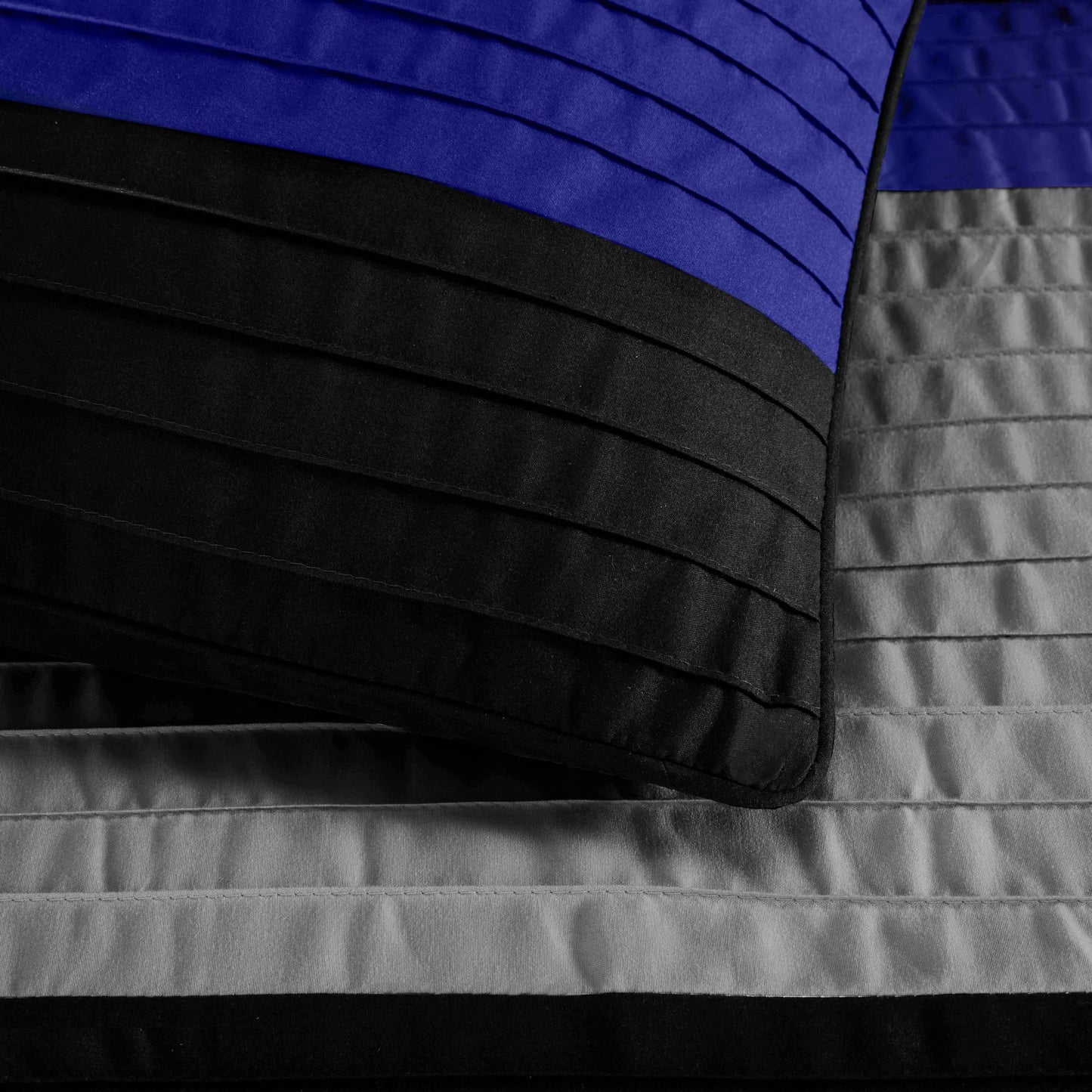 Chezmoi Collection Loft 8-Piece Oversized King Comforter Set, Gray/Blue/Black Luxury Striped Bedding for All Season