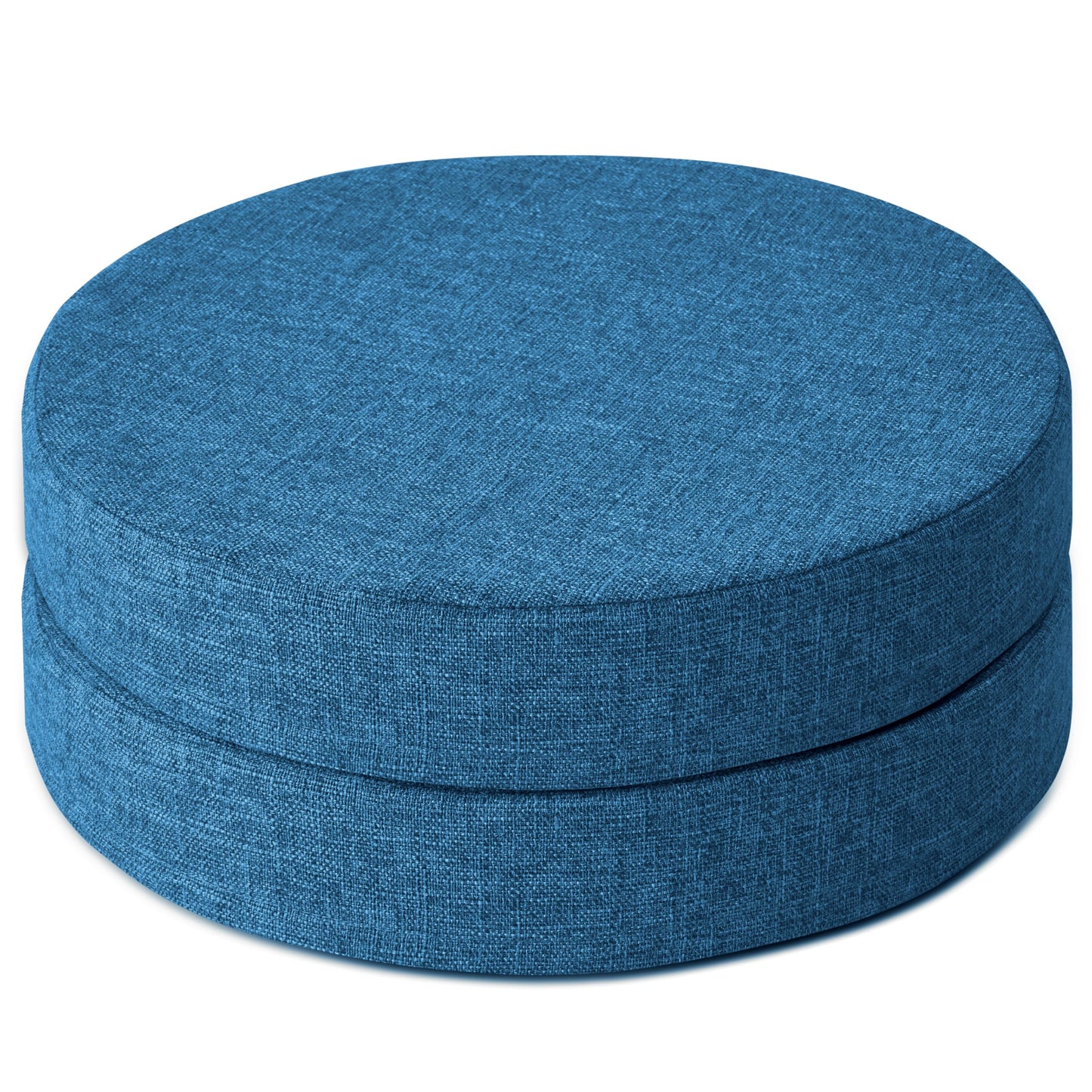 AddGrace 2.5" Thick Non Slip Round Chair Pad Set of 2, 16" Round Chair Cushion with Machine-Washable Cover and Long Zipper, Seat Cushions for Kitchen, Office, Floor and 16" Ottoman, Blue