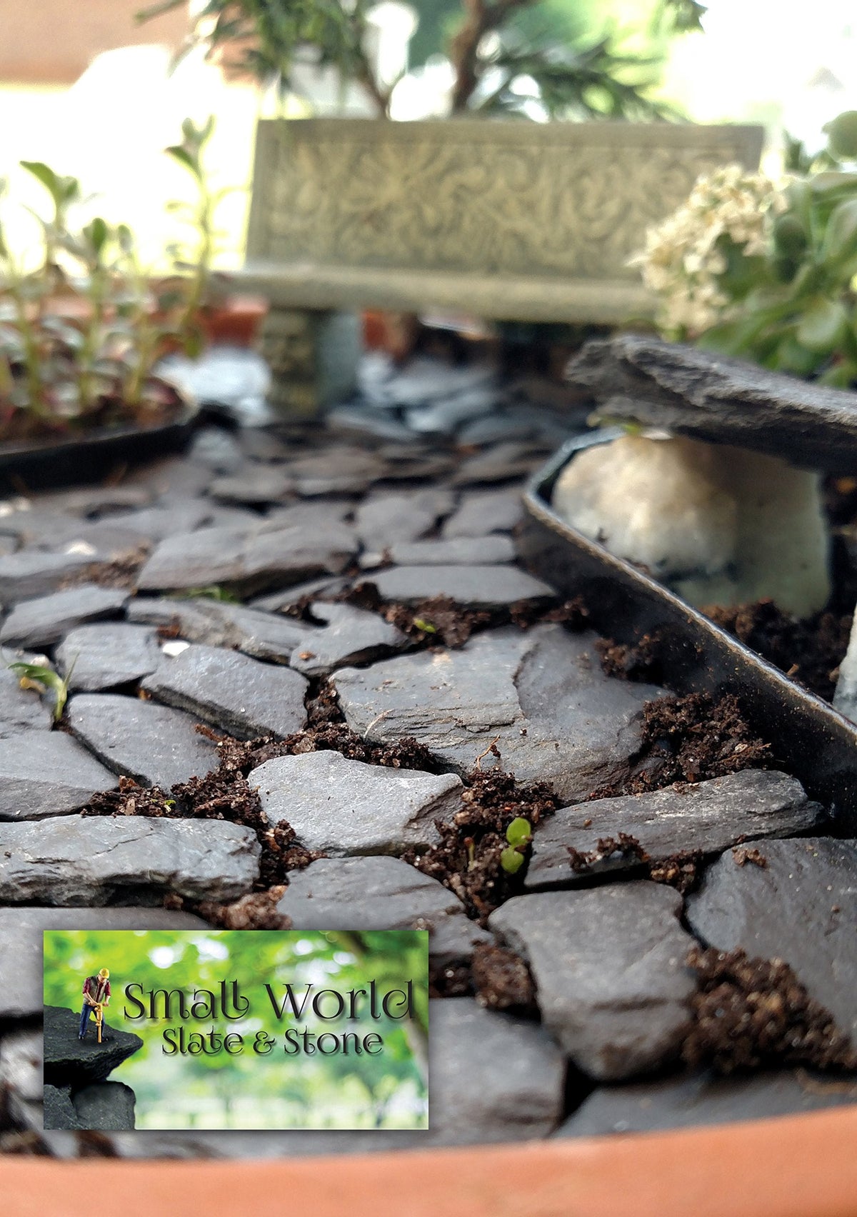 Natural Slate Stone -1/2 to 1 inch. Perfect Size for Miniature or Fairy Gardens, Aquariums, Reptiles, Terrariums, Model Railroads, Dioramas & Wargaming (1lb Grey)
